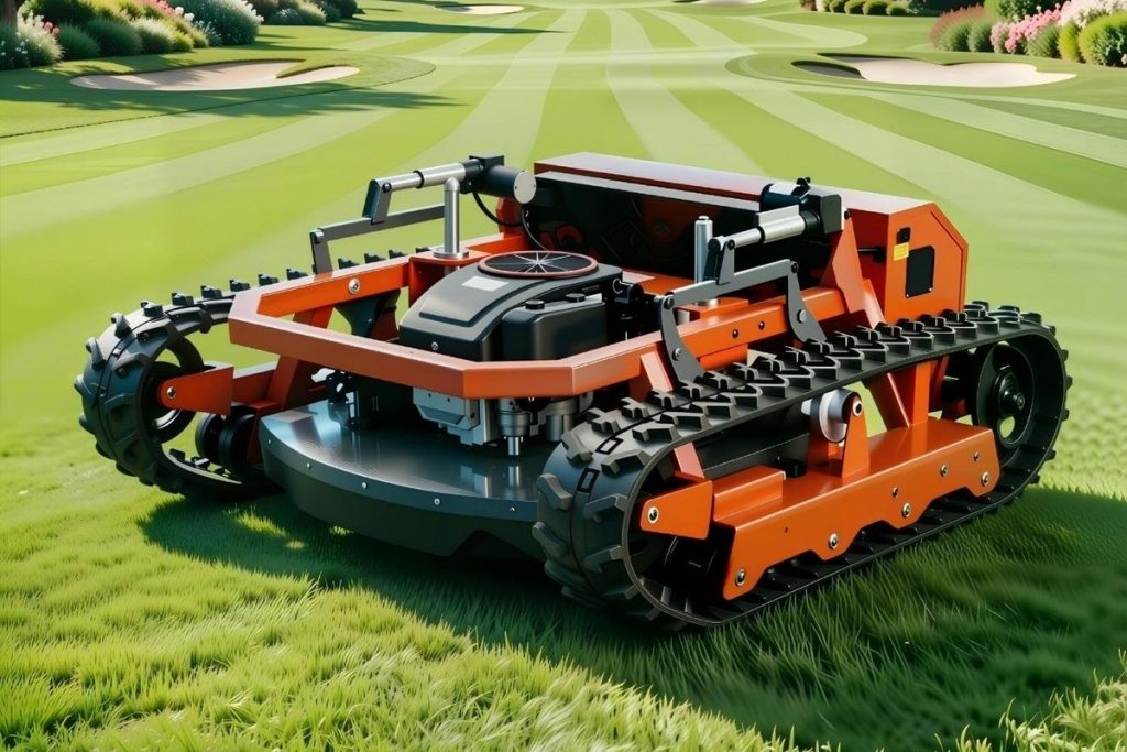 KENTOP remote control lawn mower maintaining a golf course grass area